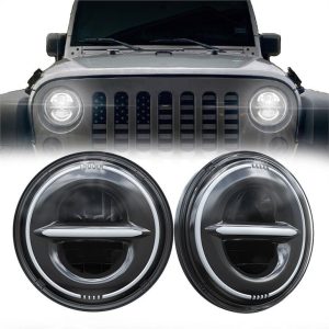 7 okrúhlych svetlometov DOT Emark Jeep JKU so smerovými svetlami DRL