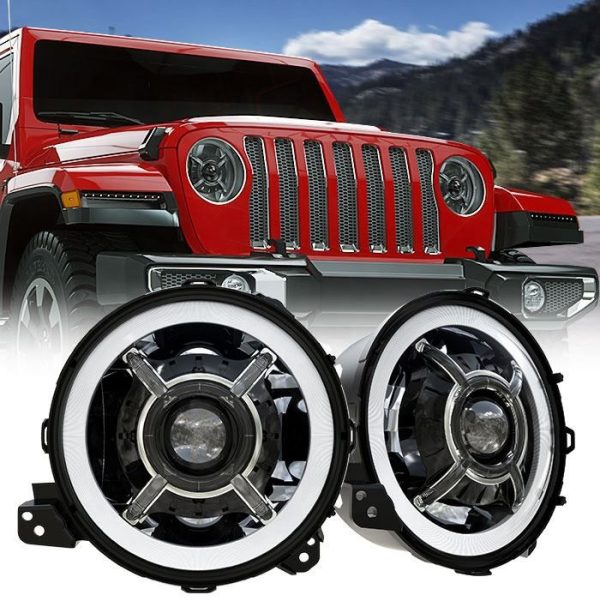 Súprava na konverziu svetlometov 9 palcov s osvetlením Halo LED pre Jeep Wrangler JL