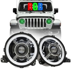 Nové farebné svetlá s príchodom 9 palcových svetiel Halo pre svetlomety Jeep Wrangler JL 2018+ RGB JL Led