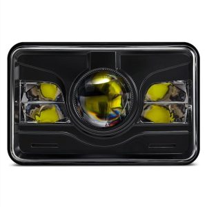 Morsun 4x6 hranaté LED svetlomety pre čierny chrómový svetlomet Kenworth T800 T400