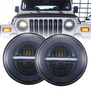 Okrúhle LED svetlomety Morsun s reflektorom Halo Angel Eyes DRL pre Jeep Wrangler JK