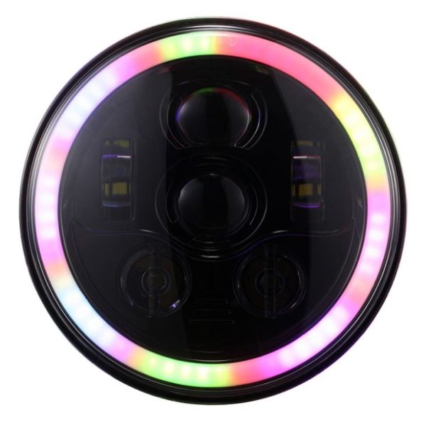 Nová funkcia Viacfarebné 7-palcové RGB LED svetlomety so žltým smerovým svetlom pre Jeep JK