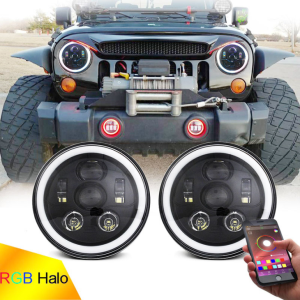 Rally Halo LED svetlomet 7 palcov pre Jeep Wrangler JK JL Multifunkčný RGB svetlomet